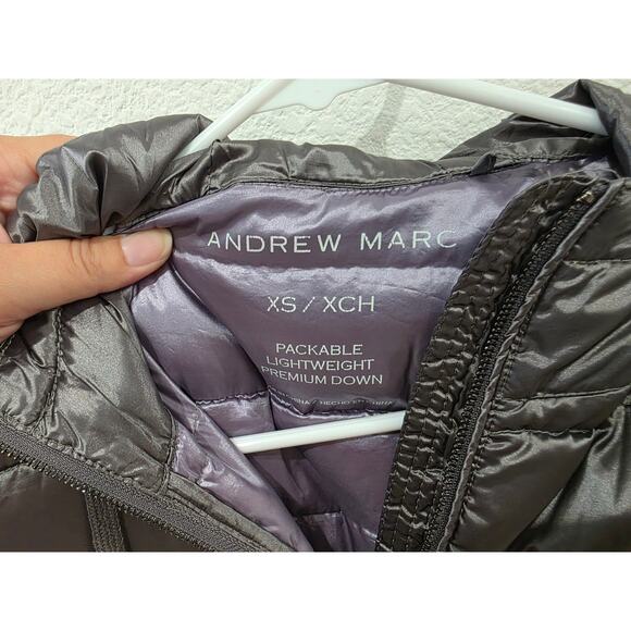 Andrew Marc Packable Lightweight Down Puffer Jacket Hooded XS Gray Women’s - Picture 4 of 7
